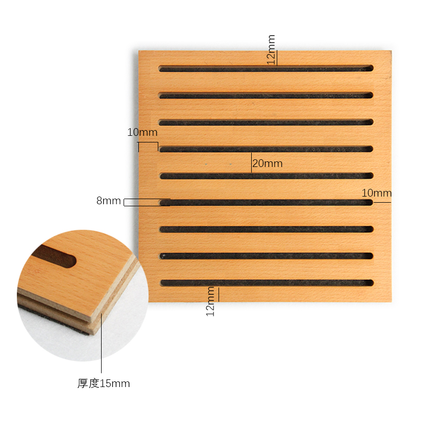 Painel de parede 3D acústico à prova de fogo para decoração de madeira para casa