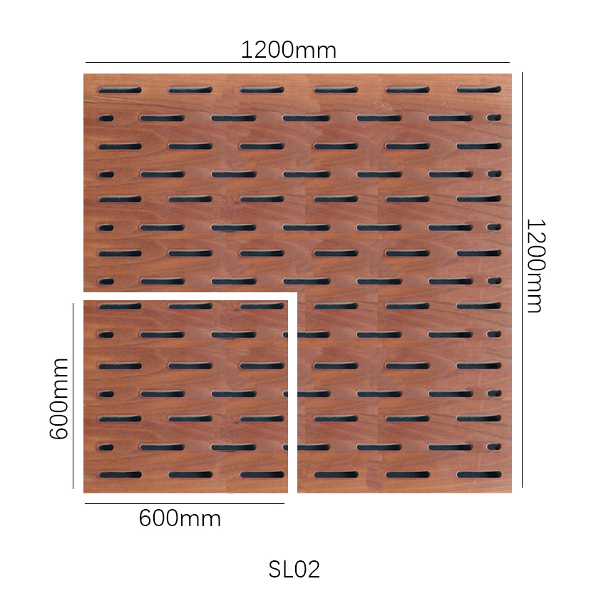 Painel de parede de teto de madeira com absorção acústica de som