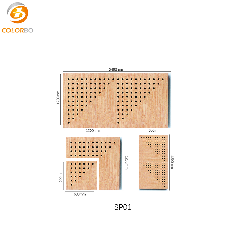 Painel de parede acústico perfurado à prova de som de madeira MDF para decoração de interiores