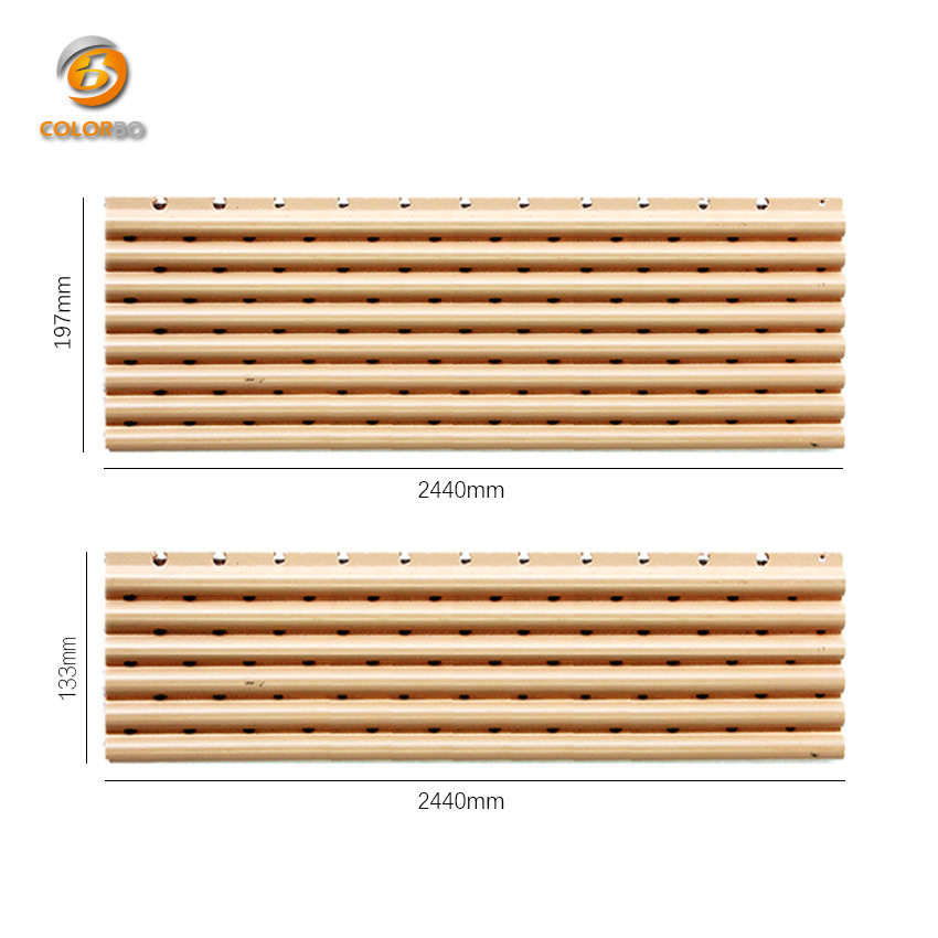 Painel de parede acústico com ranhuras de madeira MDF para decoração de interiores